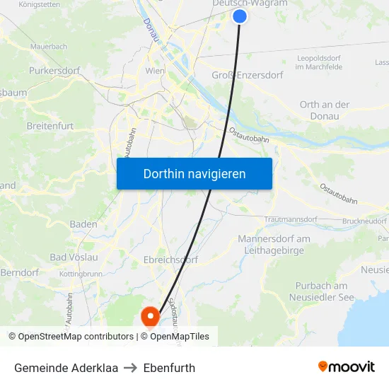 Gemeinde Aderklaa to Ebenfurth map