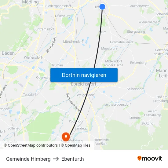 Gemeinde Himberg to Ebenfurth map