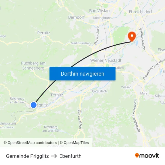 Gemeinde Prigglitz to Ebenfurth map