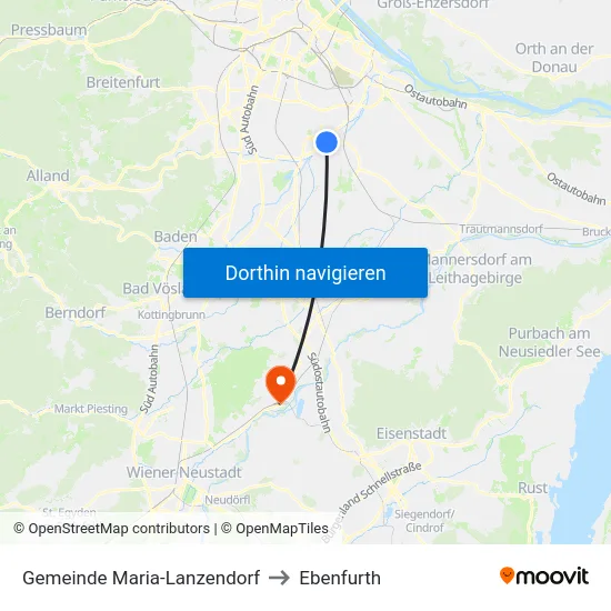 Gemeinde Maria-Lanzendorf to Ebenfurth map