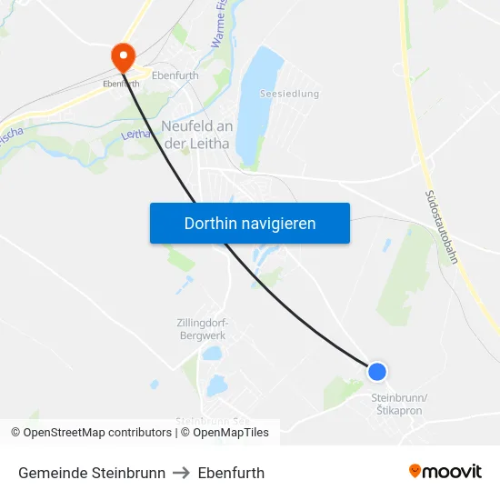 Gemeinde Steinbrunn to Ebenfurth map