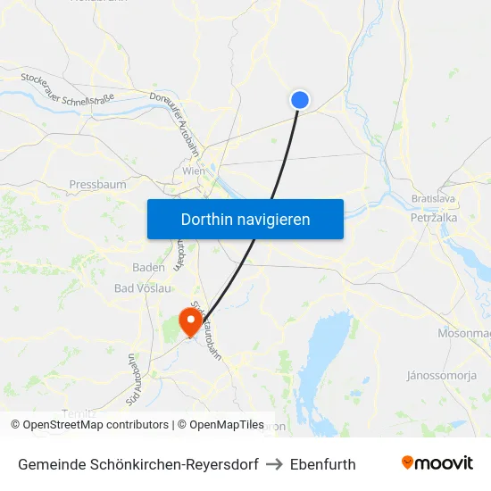 Gemeinde Schönkirchen-Reyersdorf to Ebenfurth map