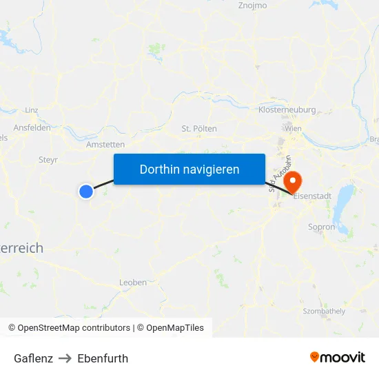 Gaflenz to Ebenfurth map