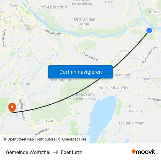 Gemeinde Wolfsthal to Ebenfurth map