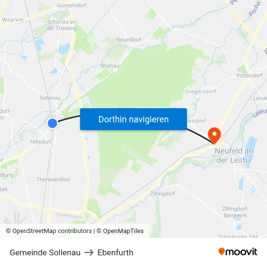 Gemeinde Sollenau to Ebenfurth map