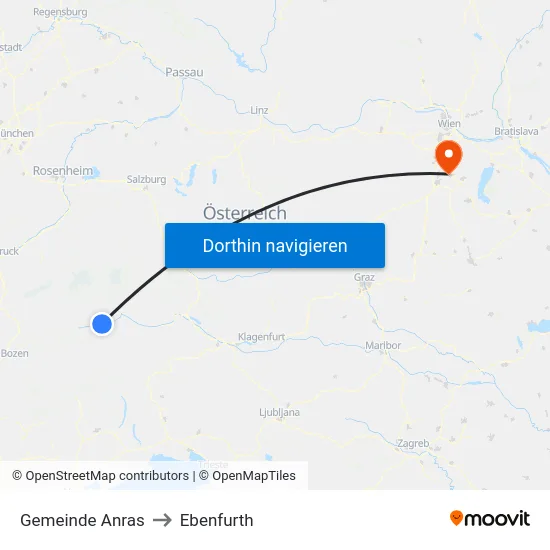 Gemeinde Anras to Ebenfurth map