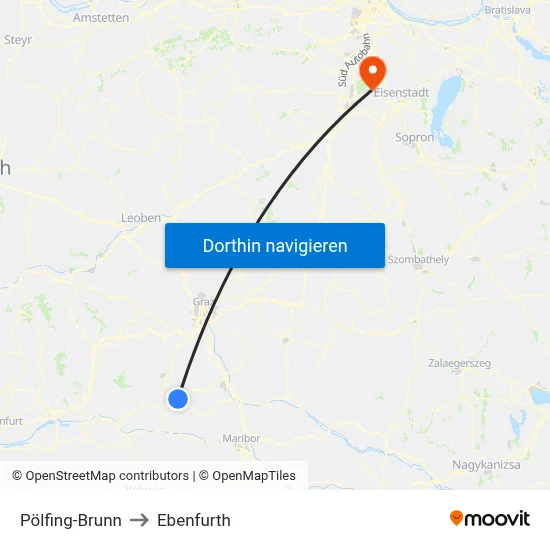 Pölfing-Brunn to Ebenfurth map