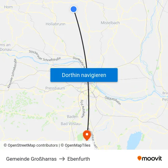 Gemeinde Großharras to Ebenfurth map