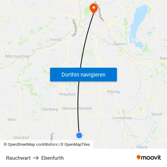 Rauchwart to Ebenfurth map