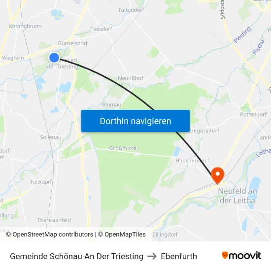 Gemeinde Schönau An Der Triesting to Ebenfurth map