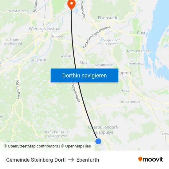 Gemeinde Steinberg-Dörfl to Ebenfurth map