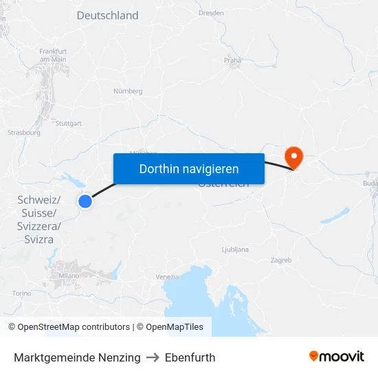 Marktgemeinde Nenzing to Ebenfurth map