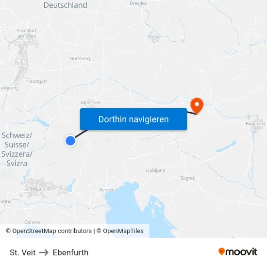 St. Veit to Ebenfurth map