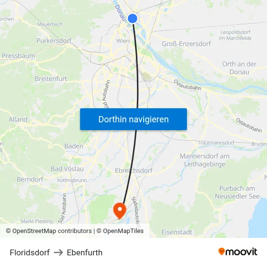 Floridsdorf to Ebenfurth map