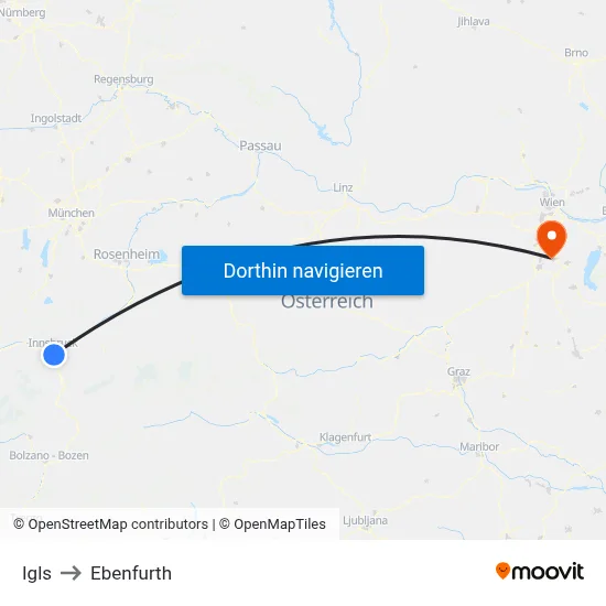 Igls to Ebenfurth map