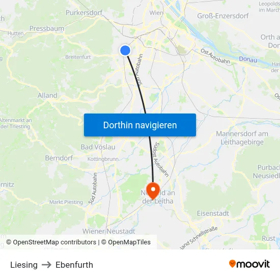 Liesing to Ebenfurth map