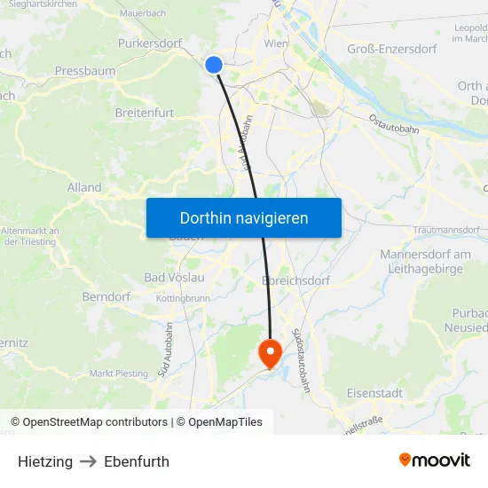 Hietzing to Ebenfurth map
