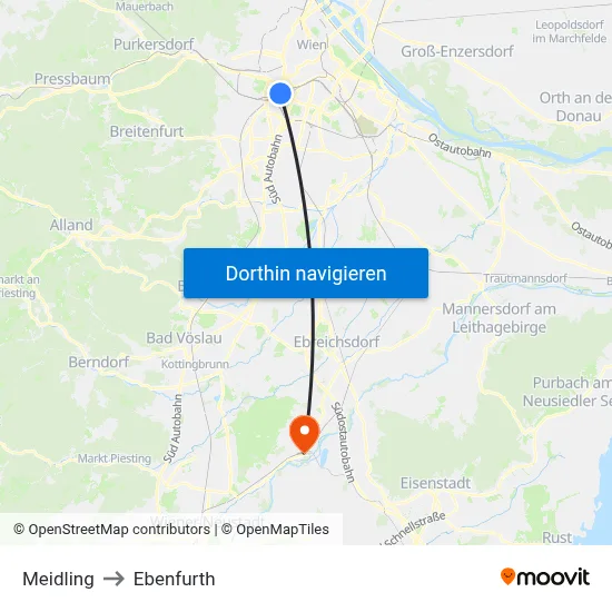Meidling to Ebenfurth map