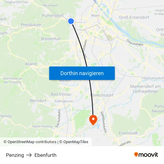 Penzing to Ebenfurth map