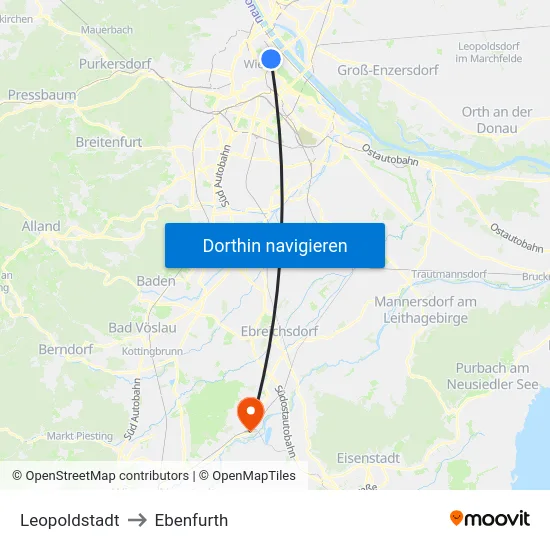 Leopoldstadt to Ebenfurth map