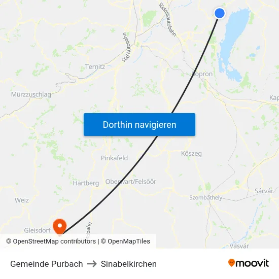 Gemeinde Purbach to Sinabelkirchen map