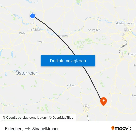 Eidenberg to Sinabelkirchen map
