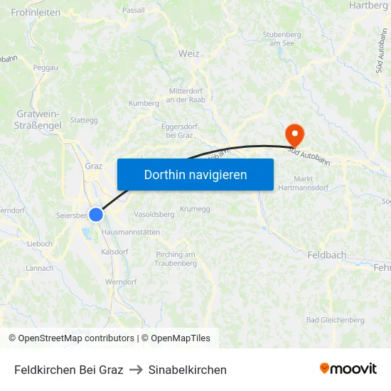 Feldkirchen Bei Graz to Sinabelkirchen map