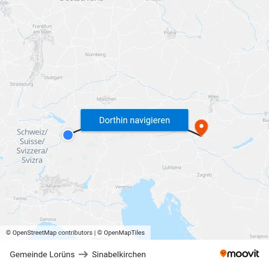 Gemeinde Lorüns to Sinabelkirchen map