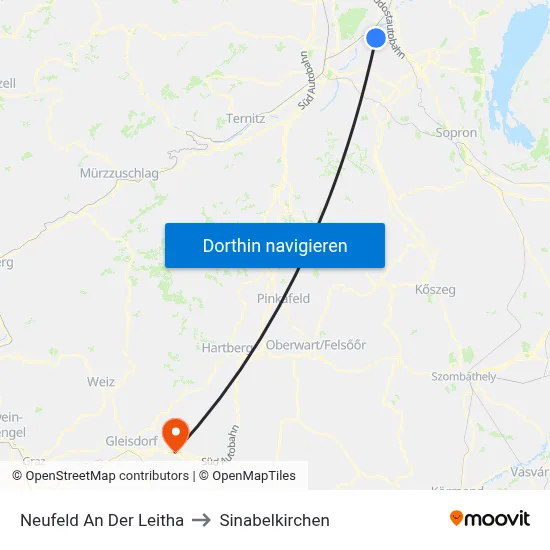 Neufeld An Der Leitha to Sinabelkirchen map