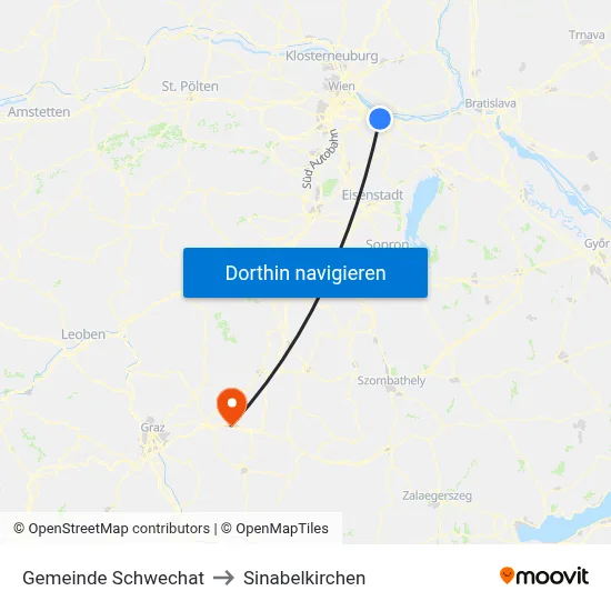 Gemeinde Schwechat to Sinabelkirchen map
