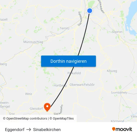 Eggendorf to Sinabelkirchen map