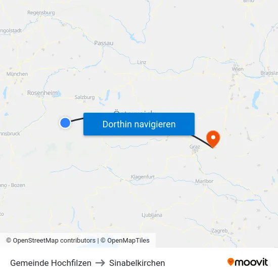 Gemeinde Hochfilzen to Sinabelkirchen map