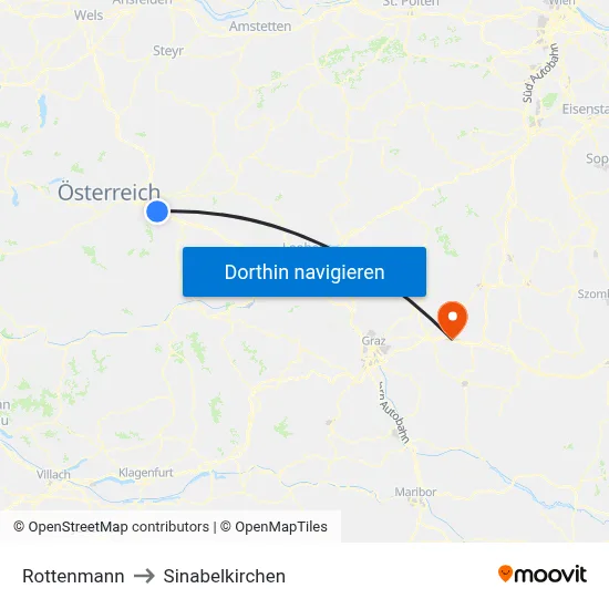 Rottenmann to Sinabelkirchen map