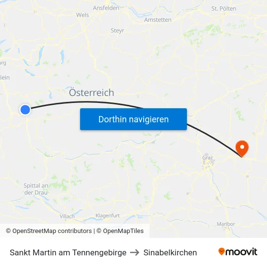 Sankt Martin am Tennengebirge to Sinabelkirchen map
