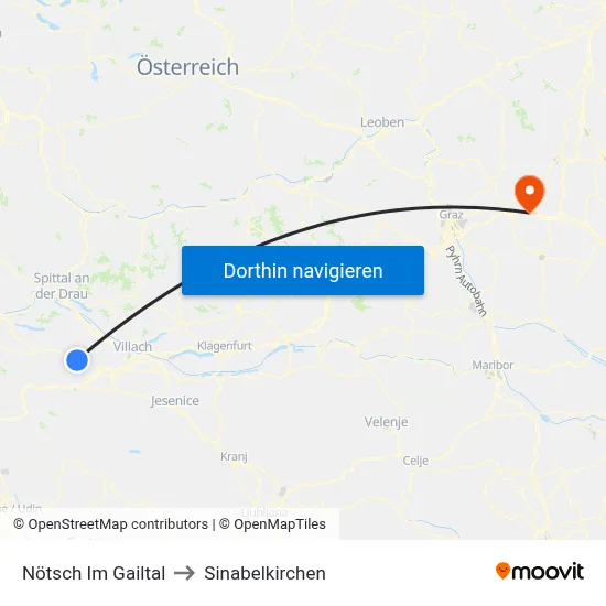 Nötsch Im Gailtal to Sinabelkirchen map