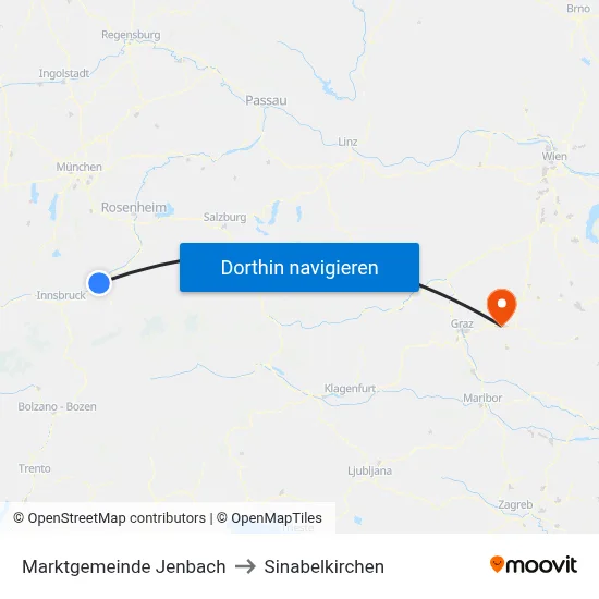 Marktgemeinde Jenbach to Sinabelkirchen map