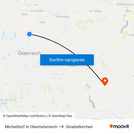 Micheldorf In Oberösterreich to Sinabelkirchen map