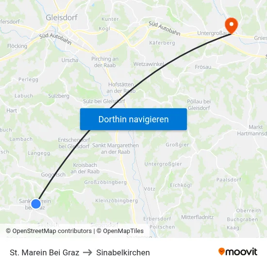 St. Marein Bei Graz to Sinabelkirchen map