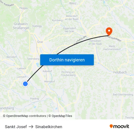 Sankt Josef to Sinabelkirchen map