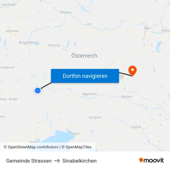 Gemeinde Strassen to Sinabelkirchen map