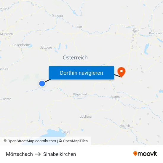Mörtschach to Sinabelkirchen map