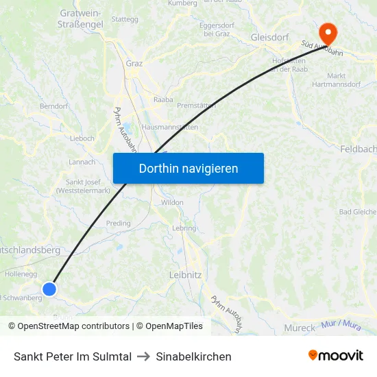 Sankt Peter Im Sulmtal to Sinabelkirchen map