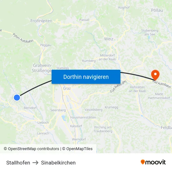 Stallhofen to Sinabelkirchen map