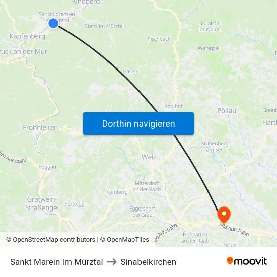 Sankt Marein Im Mürztal to Sinabelkirchen map