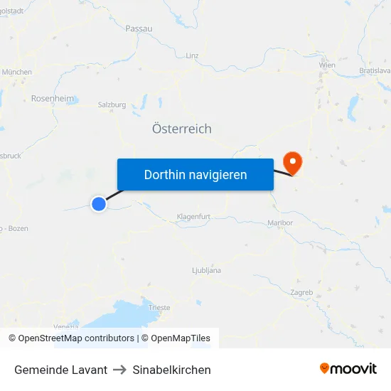 Gemeinde Lavant to Sinabelkirchen map