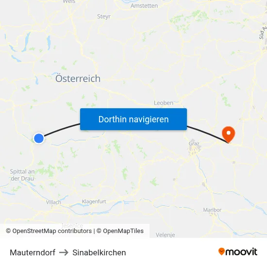 Mauterndorf to Sinabelkirchen map