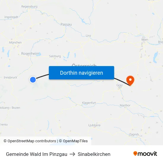 Gemeinde Wald Im Pinzgau to Sinabelkirchen map