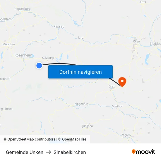 Gemeinde Unken to Sinabelkirchen map