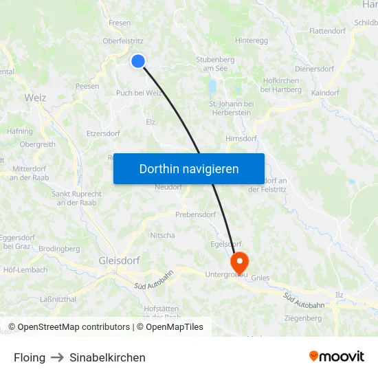 Floing to Sinabelkirchen map