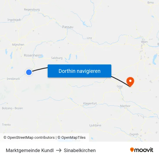 Marktgemeinde Kundl to Sinabelkirchen map